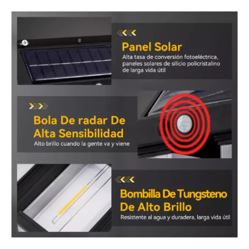 Foco Solar con Sensor 4 Ampolletas