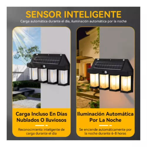 Foco Solar con Sensor 4 Ampolletas